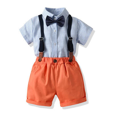 

Summer Baby Kids Boys Gentleman Clothes Set T Shirt Shorts Bow Tie Outfits