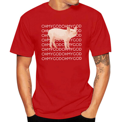 

Toponeto Summer Mens Fashion Oh My God Pig T-Shirt Funny Pig Graphic Tee Shirt Casual