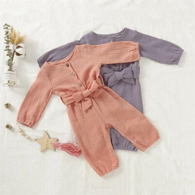 

AU Baby Girl Cotton Linen Romper Bodysuit Jumpsuit Newborn Infant Outfit Clothes