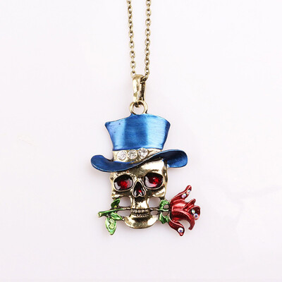 

Skull Magician Crystal Flower Rose Jewelry Pendant Necklace Kids Gift