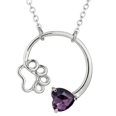 

New Fashion Birth Month Statement Necklace Dog Paw Birthstone Necklace For Birthday Gift Jewelry