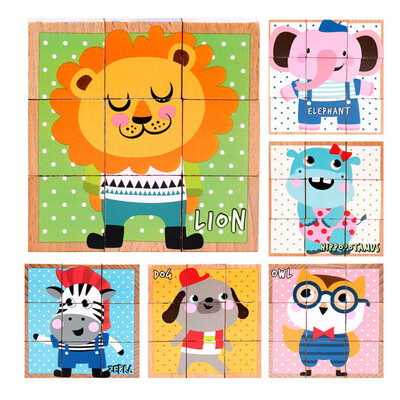 

Gotoamei Children Wooden 9 Blocks Six Sides Building Blocks Dimensional Puzzle