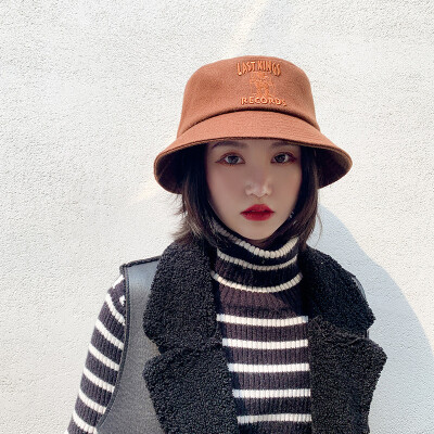 

Fishermans hat basin cap autumn-winter Korean version of Dome-top woolen hat