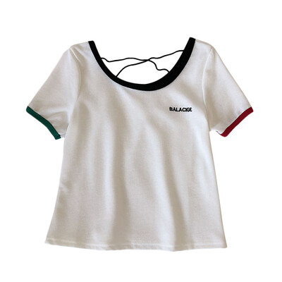 

t shirt women Fashion Summer Concise Casual All-match Letter Printed Short Sleeve Slim Fit T-shirts