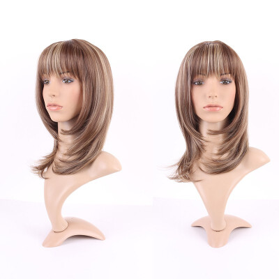 

Long Curly Synthetic Wig with Bangs Short Hair Wigs Heat Resistant Full Wig Full Head for Women