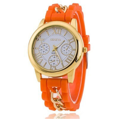 

Geneva fake three-eye watch casual silicone jelly bracelet womens watch