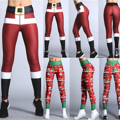 

US Womens Christmas Xmas Sports YOGA Workout Gym Fitness Leggings Pants Trousers
