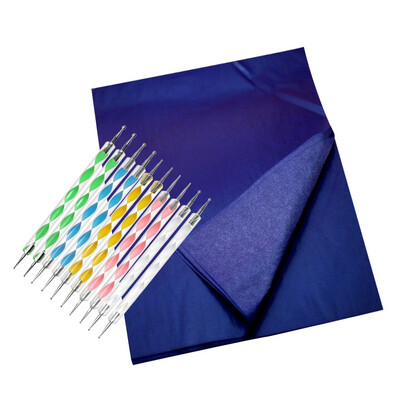 

Toponeto 200 Carbon blue Transfer Tracing Drawings And 10 Ball Embossing Pens