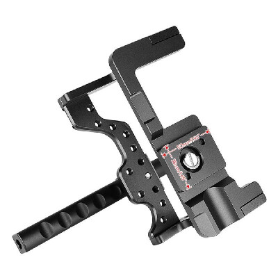 

Andoer Video Camera Cage Rig Stabilizer with Top Handle Baseplate 15mm Rod Aluminum Alloy for Panasonic GH5GH4 DSLR to Mount Foll