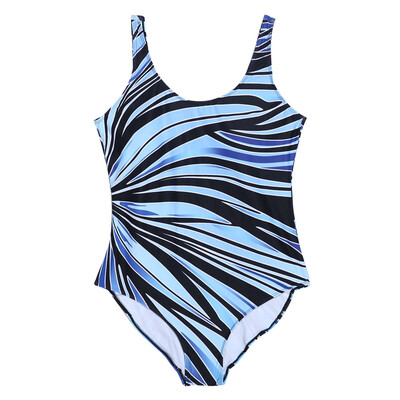 

Woman Fat Big Yard Stripe Gradual Change Print One-piece Padded Swimsuits