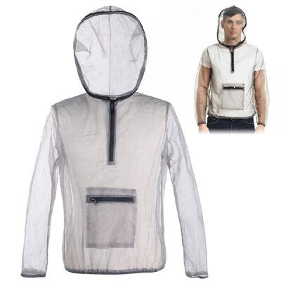 

Outdoor Ultralight Mesh Hooded Bug Jacket Anti-mosquito See Through Protective Mesh Shirt Insect Shield for Camping Hiking Fishing