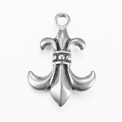 

304 Stainless Steel Pendants Fleur De Lis Antique Silver 20x145x4mm Hole 2mm
