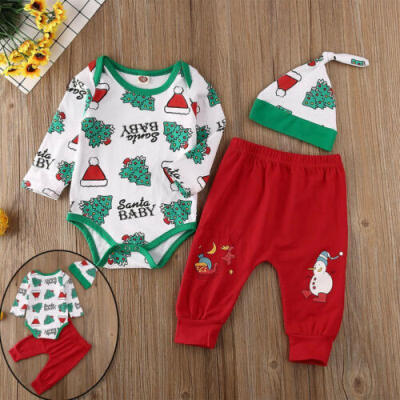 

US Christmas Tree Infant Baby Boys Romper Bodysuit Tops Pants Xmas Clothes 0-24M