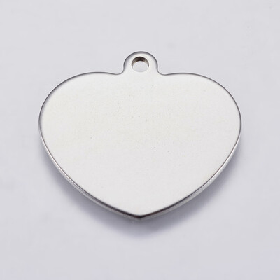 

304 Stainless Steel Pendants Heart Stainless Steel Color 23x25x1mm Hole 2mm