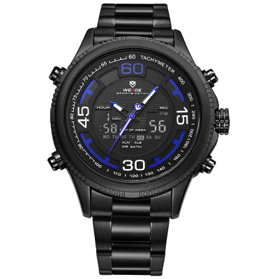 

WEIDE WH6306 Quartz Digital Electronic Watch Three Sub-Dials Dual Time Week Second Minute Hour Display 3ATM Waterproof Timer Busin