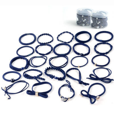 

Fashion New Women Hair Ring 24PCSSet Hair Band Rubber Band Hair Rope Elegant Pearl Scrunchie Simple Sweet Hair Accessories Set