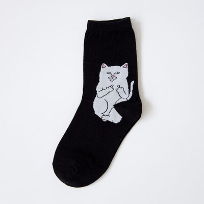 

1 Pair Autumn Winter Women Cotton Socks Art Funny Alien Planet Creative Funny Cartoon Cat Breathable Socks