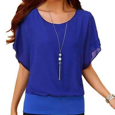 

Nomeni Womens Loose Casual Short Sleeve Batwing Sleeve Chiffon Top T-Shirt Blouse