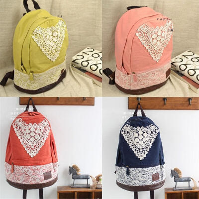 

Women Canvas Lace Backpack Bag Schoolbag Cute Campus Bookbag Tote Handbag