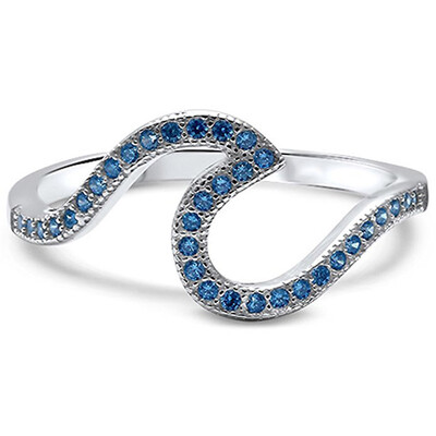 

Oxford Diamond Co Wave Design 925 Sterling Silver Ring Sizes 2-12 Choose Your Color