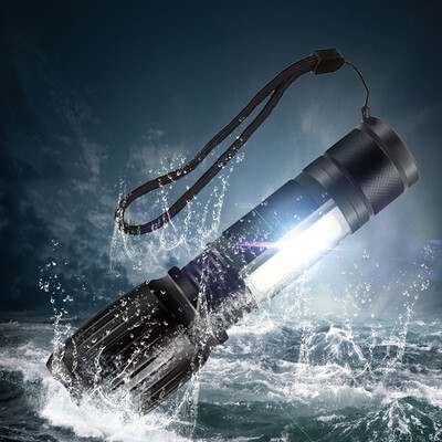 

Saidsome Tactical Zoomable Flashlight XML T6COB LED Torch Lamp 18650 6 Modes flashlight lamp