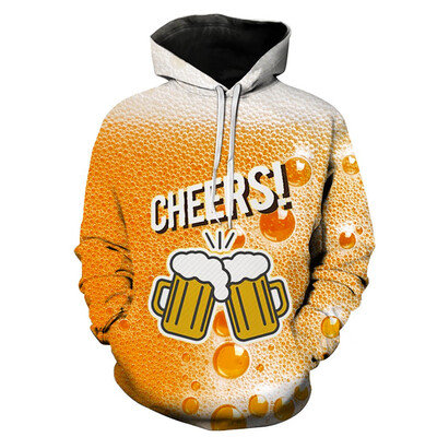 

Toponeto Mens Casual Long Sleeve Beer Festival New Style 3D Printing Hoodies Sweatshirt