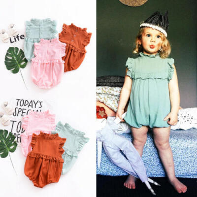 

Newborn Baby Girl Ruffle Romper Jumpsuit Bodysuit Clothes Outfit Summer Mon US