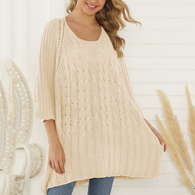 

Tailored Women Casual O-Neck Pullover long Sleeve Loose Long Loose Knitted Sweater Tops