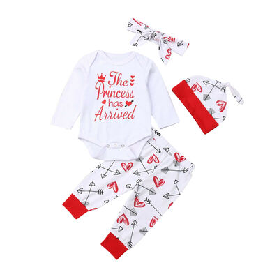 

4PCS Infant Baby Girl Romper Princess Tops Jumpsuit Pants Headband Outfit ClotheS