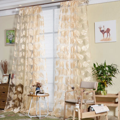 

1 pc Burnout Feather Printed Tulle Curtain Indoor Window Screening Decor Burnout Voile Curtains for Living Room bedroom