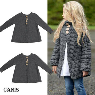 

USA Autumn Baby Kids Girls Long Sleeve Knit Cardigan Warm Jacket Coat Outerwear