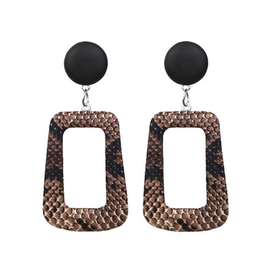 

EK630 Oversize Vintage Drop Earrings for Women Large Geometric Statement Earrings PU Snake Skin Pendant Earrings Fashion Jewelry