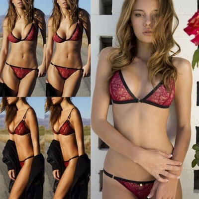

Fashion Sexy Womens Floral Underwear Mesh Lace Bra Panty Harness Lingerie Sleepwear Set
