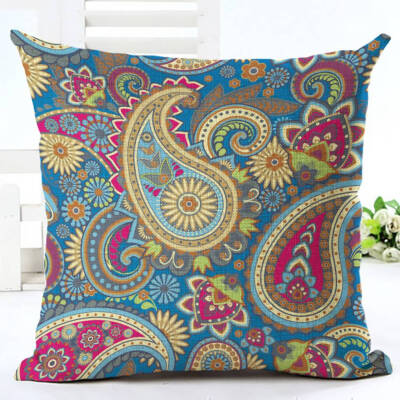 

Woven Linen Geometric Cushion Cover Sofa Car Home Decorative Throw Pillow Bohemia Paisley Style Cojines