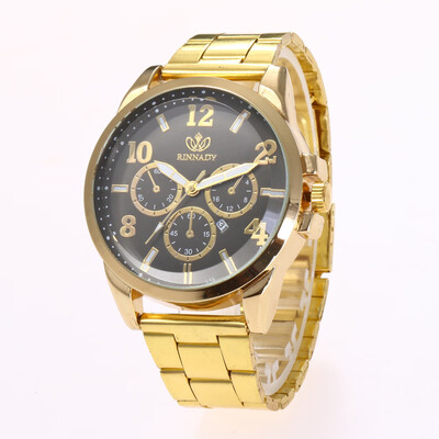 

Explosion trend fashion alloy watch fake three-eye calendar steel belt quartz watch