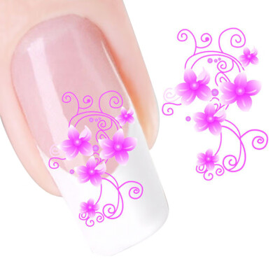 

〖Follure〗DIY Pink Flower Water Transfer Slide Decal Sticker Nail Art Tips To Decoration