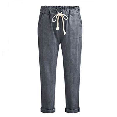 

New Women Casual Loose Long Trousers Spring Autumn Big Size Solid Elastic Waist Pants Ankle Length Pencil Pants