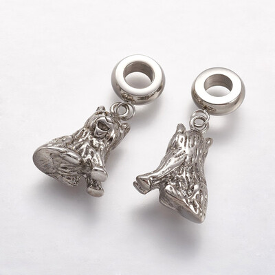 

304 Stainless Steel European Dangle Beads Leopard Antique Silver 265mm Hole 45mm