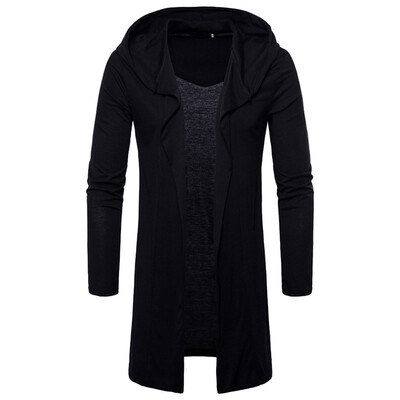 

Gobestart Fashion Mens Hooded Solid Trench Coat Jacket Cardigan Long Sleeve Outwear Blouse