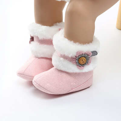 

New Fashion Winter Baby Boots Soft Plush Ball Booties for Infant girls Anti Slip Snow Boot keep Warm Cute Crib shoes
