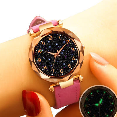 

Fashion Women Bracelet Watch Leather Band Starry Sky Watches Quartz Wristwatch Numeral Star Clock Reloj Mujer