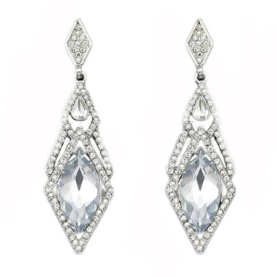 

Fashionable And Charming Hypoallergenic Shiny Rhinestone Woman Earrings Shape Jewelery Accessories White Black