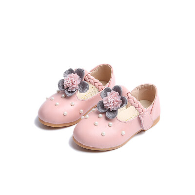 

Children Princess Leather Shoes PU 2 Colors Casual Baby Flower Pink Girls Fashion Brand Shoes