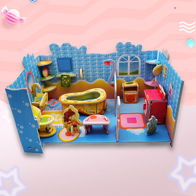 

Tailored 3D DIY Puzzle Castle Model Cartoon House Assembling Paper Toy Kid Early Learning