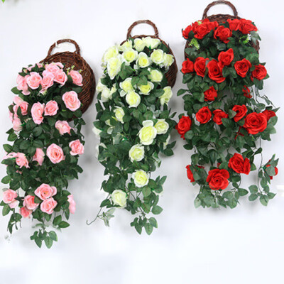 

1pcs Artificial Rose Vine Simulation Plants Home Veranda Wall Hanging Decoration