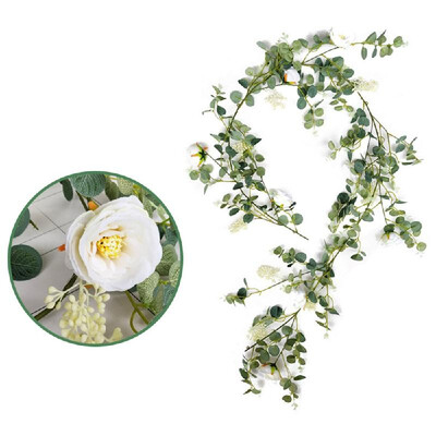 

Christmas Artificial Hanging Vines Natural Artificial Plants Leaves Flower Rose Wall Door Realistic Fake Garland Leaves Spring Le