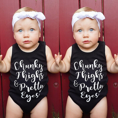 

Newborn Infant Baby Girl Boy Sleeveless Letter Romper Jumpsuit Outfits Clothes