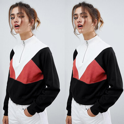 

Tailored Womens Long Sleeve Splcing Color Sweatshirt Pullover Tops Blouse