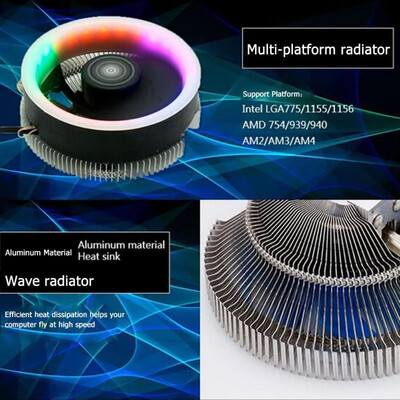 

Q2 100mm Desktop CPU Cooler Fan Colorful Lighting 3 Pin Cooling Radiator