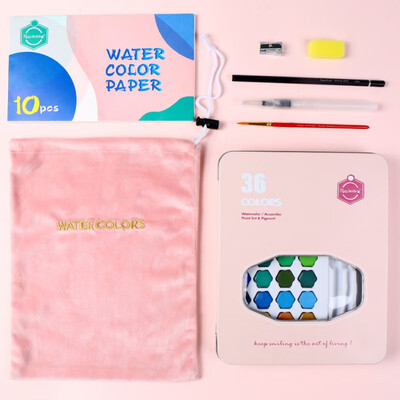 

2019 NEW Solid Water Color With Iron Box For Beginners Portable Painting Supplies 36 Colors High Quality